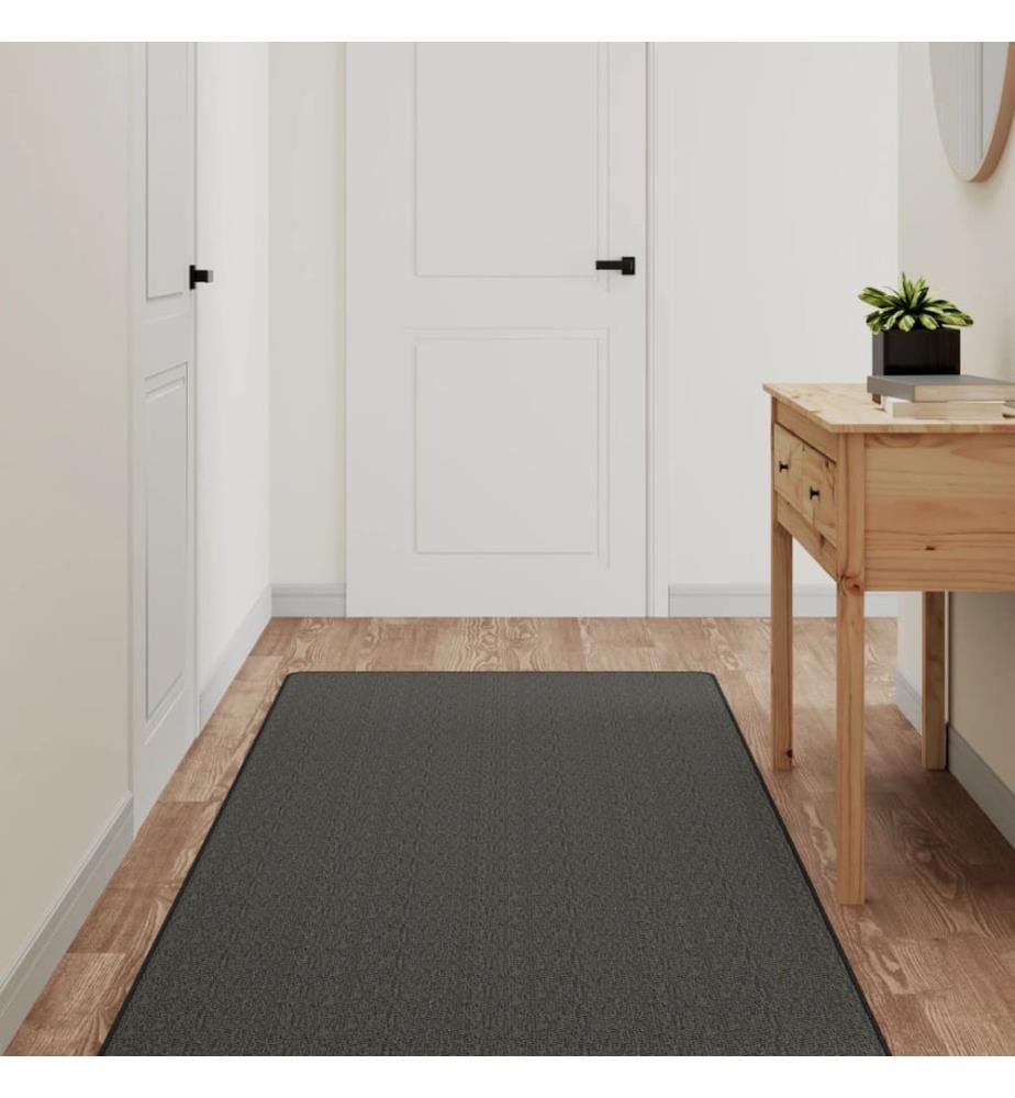 Tapis de couloir aspect sisal anthracite 80x300 cm