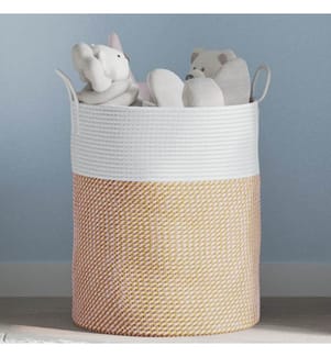 Panier de rangement marron et blanc Ø38x46 cm coton