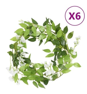 Guirlandes de fleurs 6 pcs blanc 200 cm