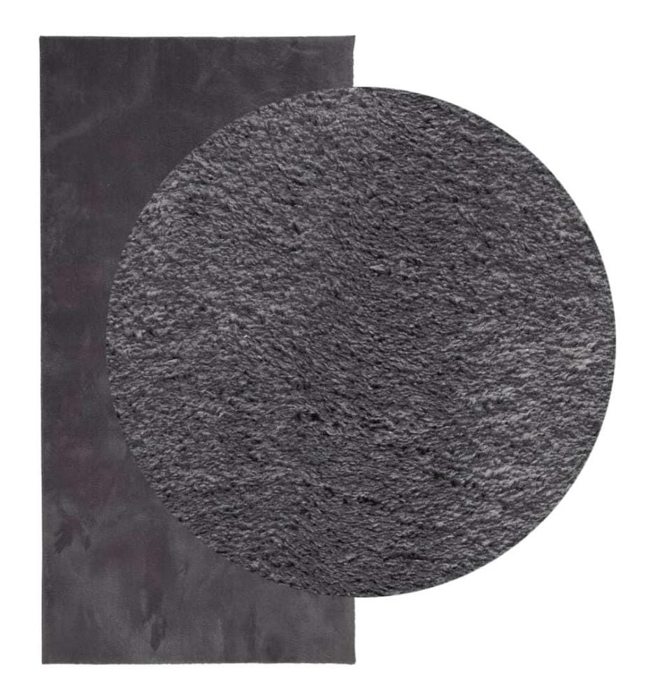 Tapis à poils courts doux et lavable anthracite 100x200 cm