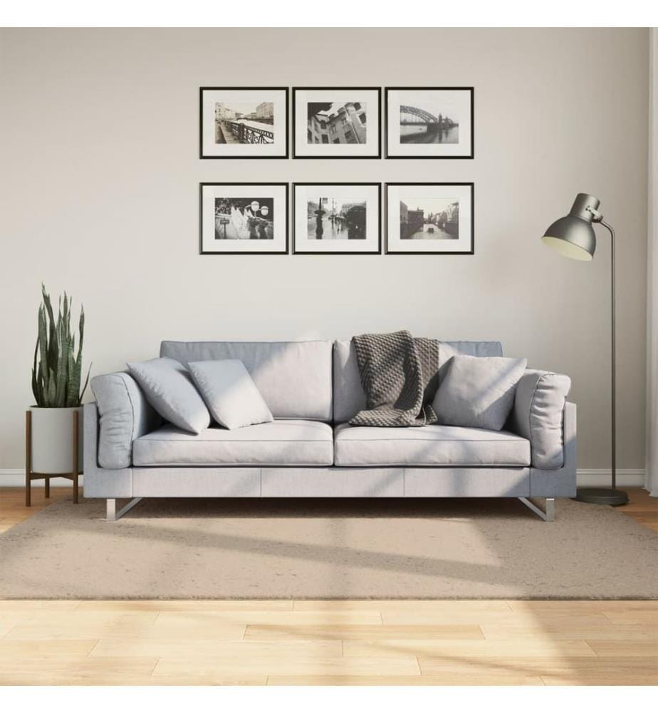 Tapis à poils courts doux et lavable sable 140x200 cm