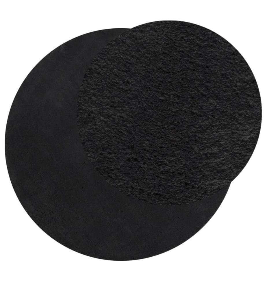 Tapis à poils courts doux et lavable noir Ø 200 cm