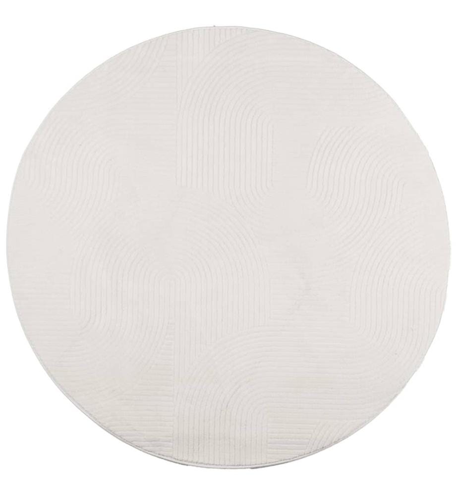Tapis IZA poils courts style scandinave crème Ø 80 cm