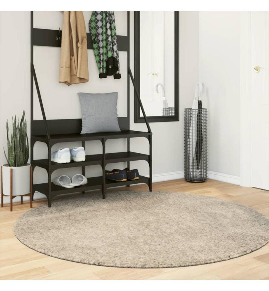 Teppich ISTAN Hochflor Glänzend Beige Ø 160 cm