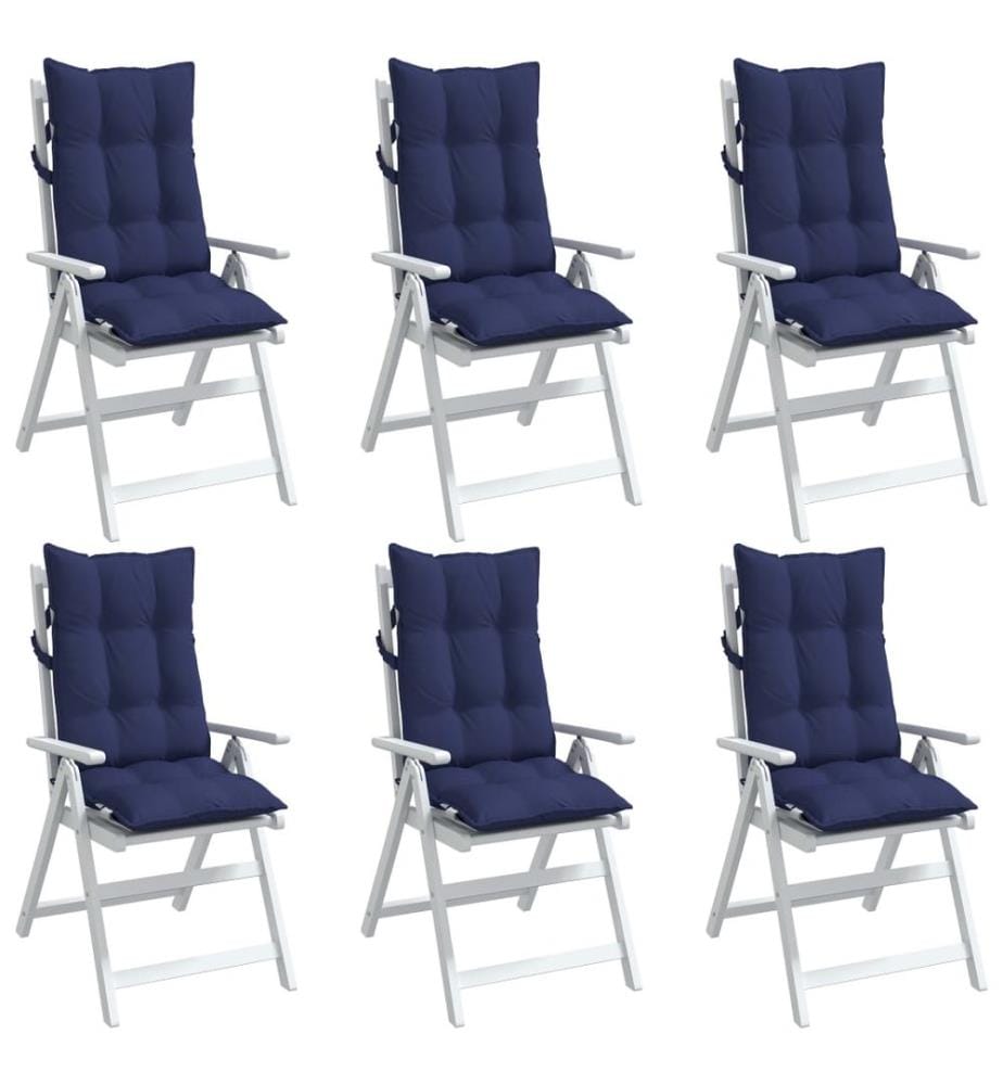 Coussins de chaise à dossier haut lot de 6 bleu marine