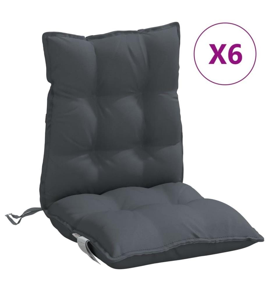 Coussins de chaise à dossier bas lot de 6 anthracite