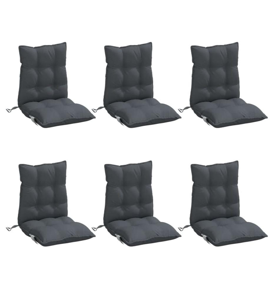 Coussins de chaise à dossier bas lot de 6 anthracite