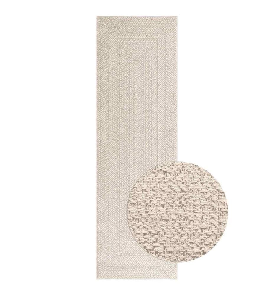 Tapis ZIZUR crème 80x250 cm aspect de jute intérieur extérieur