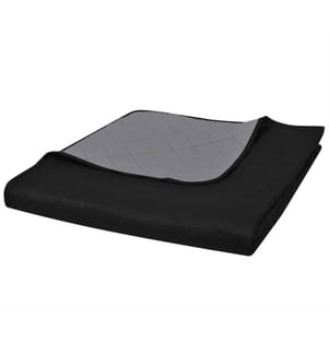 Zweiseitige Tagesdecke Gesteppt Schwarz/Grau 230x260 cm