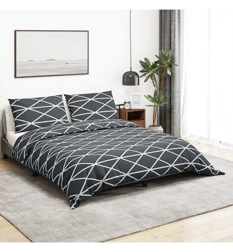 Ensemble de housse de couette Gris 135x200 cm Coton