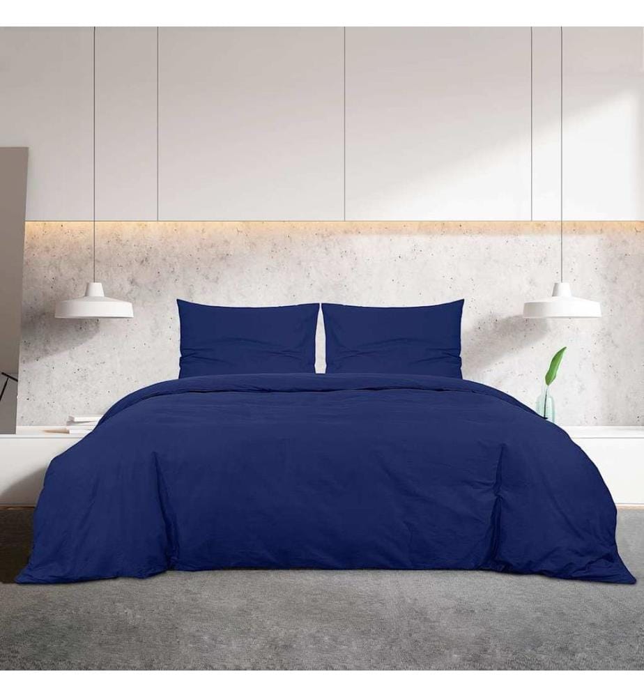 Ensemble de housse de couette Bleu marine 240x220 cm Coton