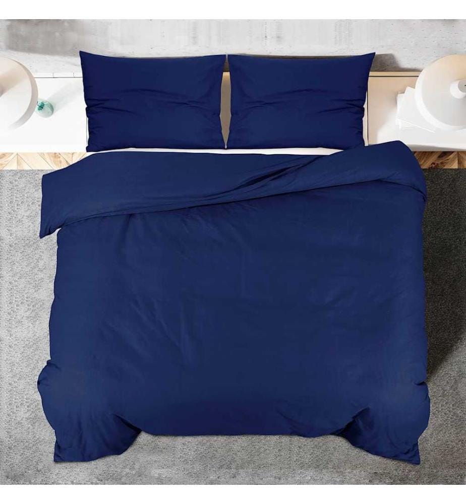Ensemble de housse de couette Bleu marine 240x220 cm Coton