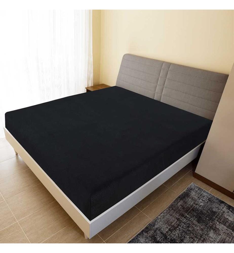 Draps-housses Jersey 2 pcs Noir 180x200 cm Coton