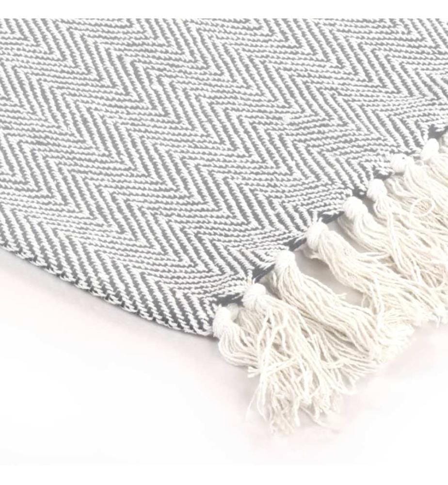 Couverture coton à chevrons 125x150 cm Gris
