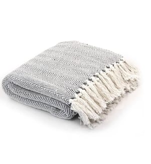 Couverture coton à chevrons 160x210 cm Gris