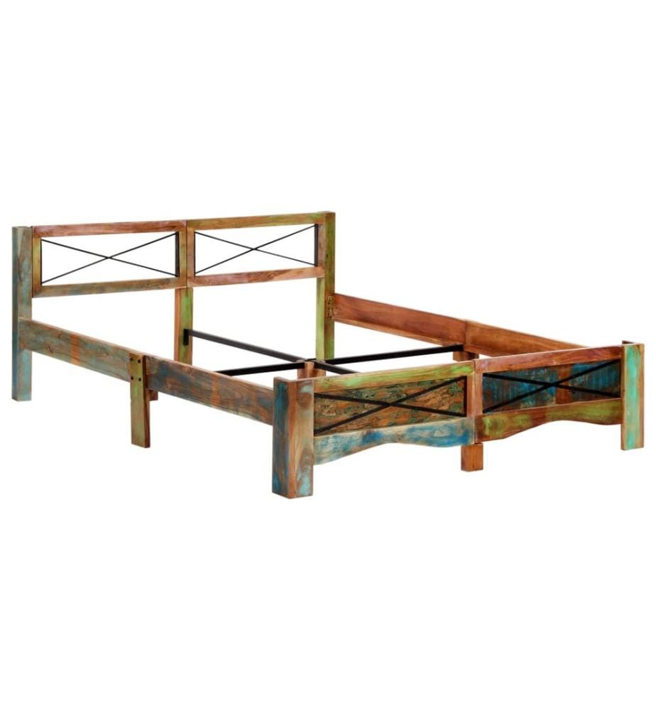 Cadre de lit bois de récupération massif 160x200 cm