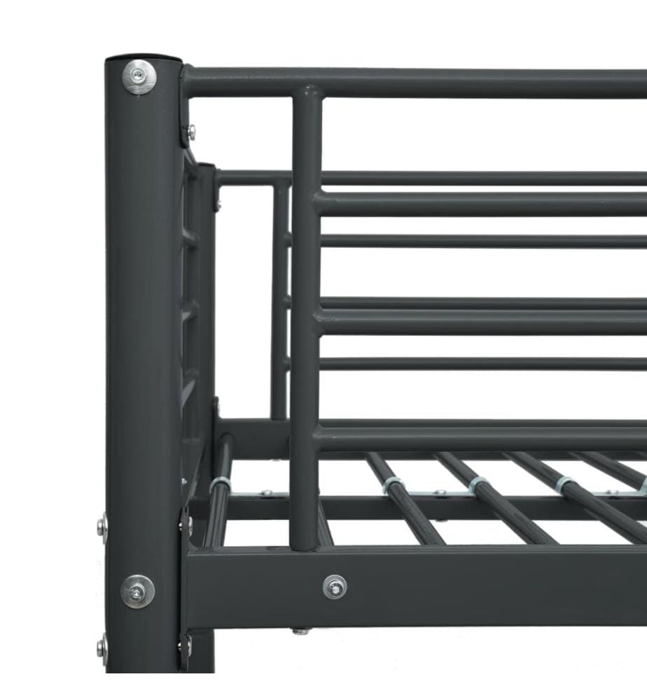 Cadre de lit superposé sans matelas noir 140x200 cm/90x200 cm
