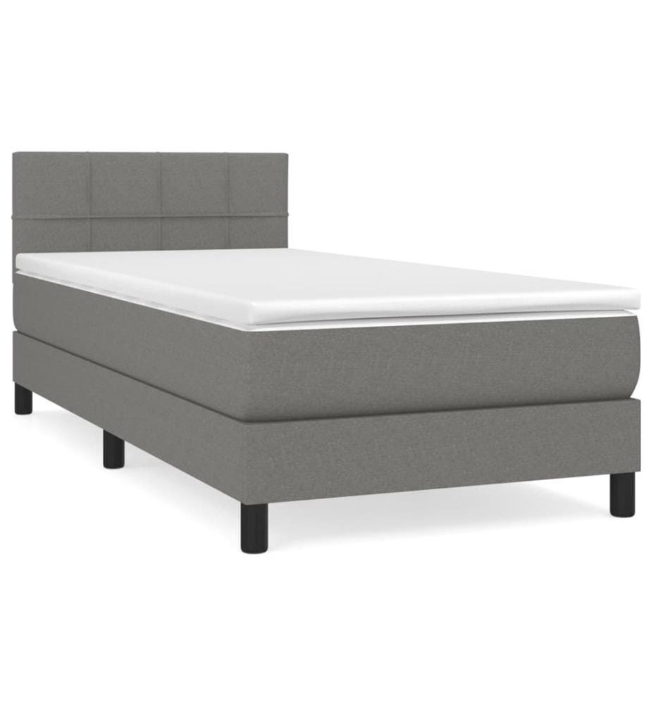 Boxspringbett mit Matratze Dunkelgrau 90x200 cm Stoff