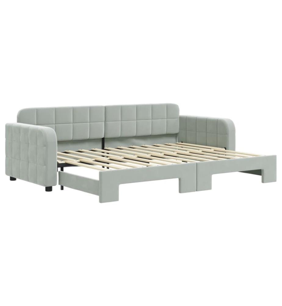 Tagesbett Ausziehbar Hellgrau 80x200 cm Samt