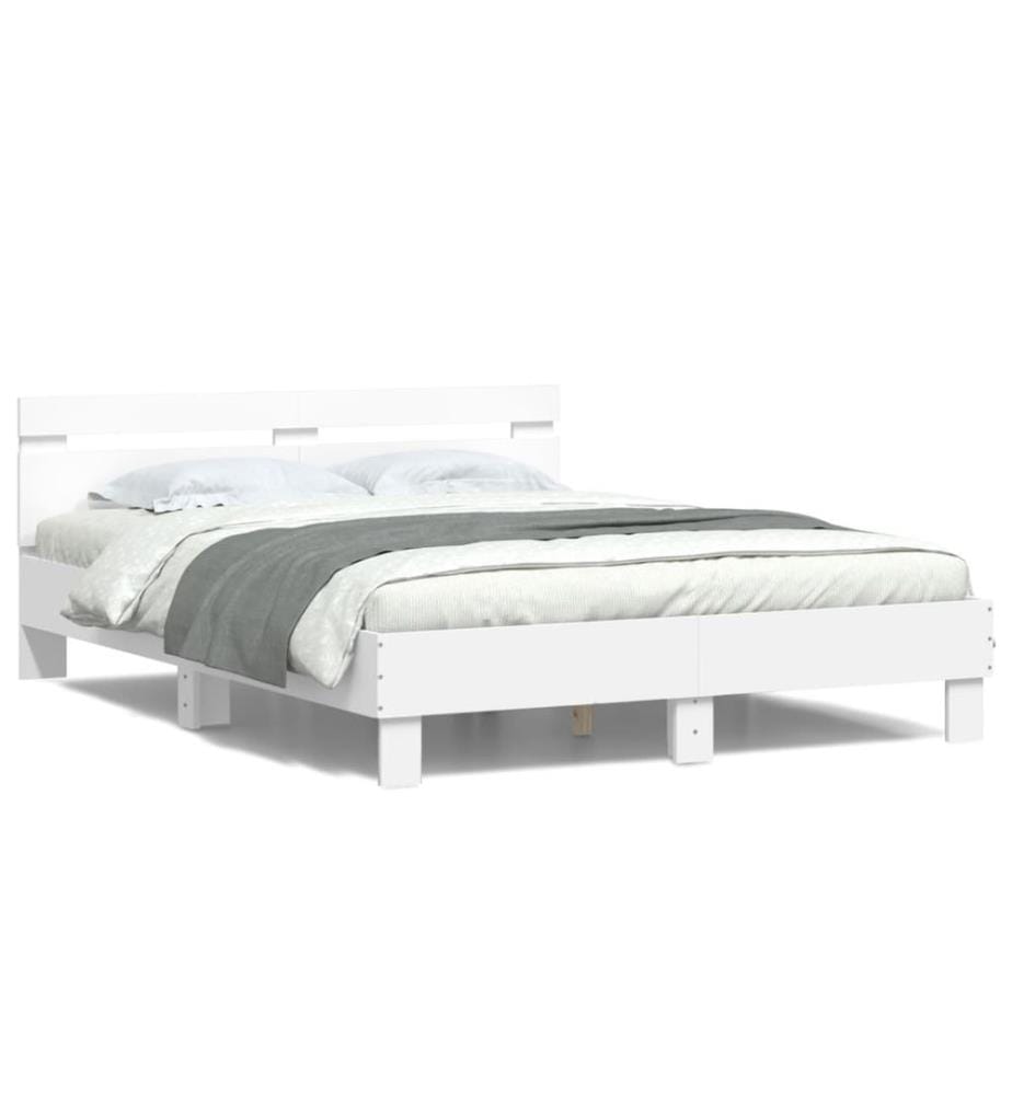 Cadre de lit avec LED sans matelas blanc 140x200 cm