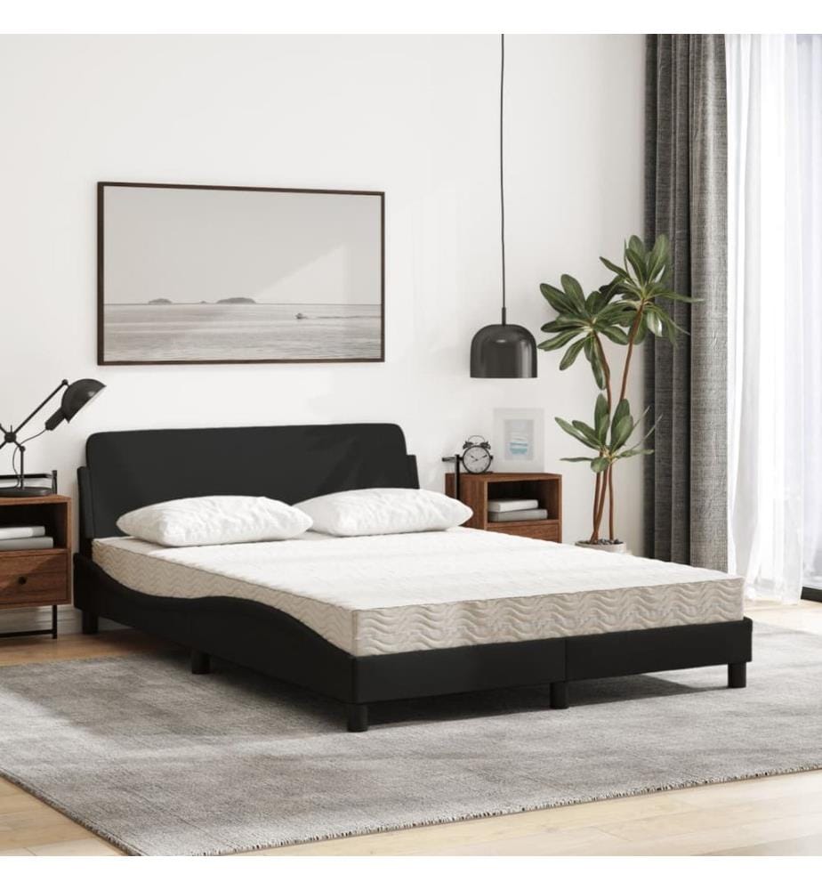 Lit avec matelas Dover noir 120x200 cm tissu