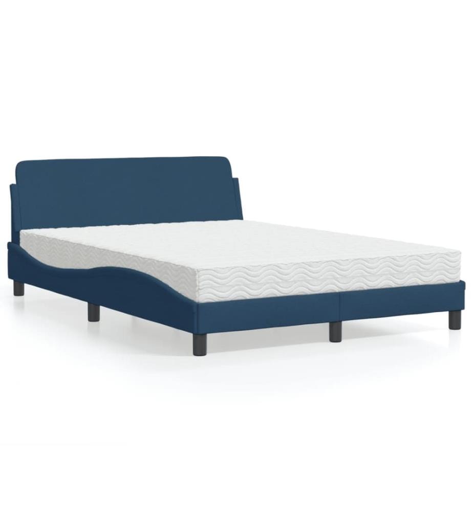 Lit avec matelas Dover bleu 140x200 cm tissu