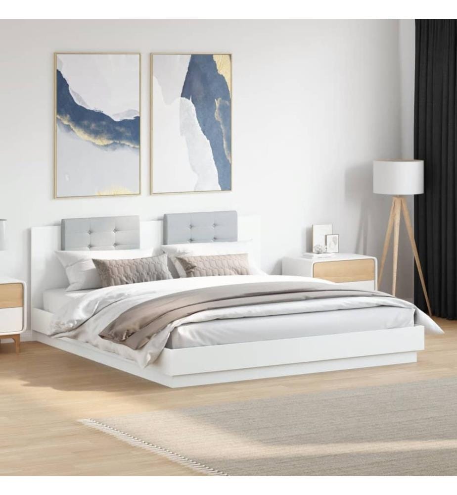 Cadre de lit avec LED sans matelas blanc 180x200 cm