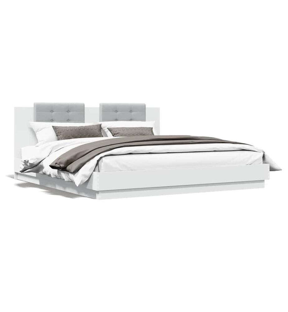 Cadre de lit avec LED sans matelas blanc 180x200 cm