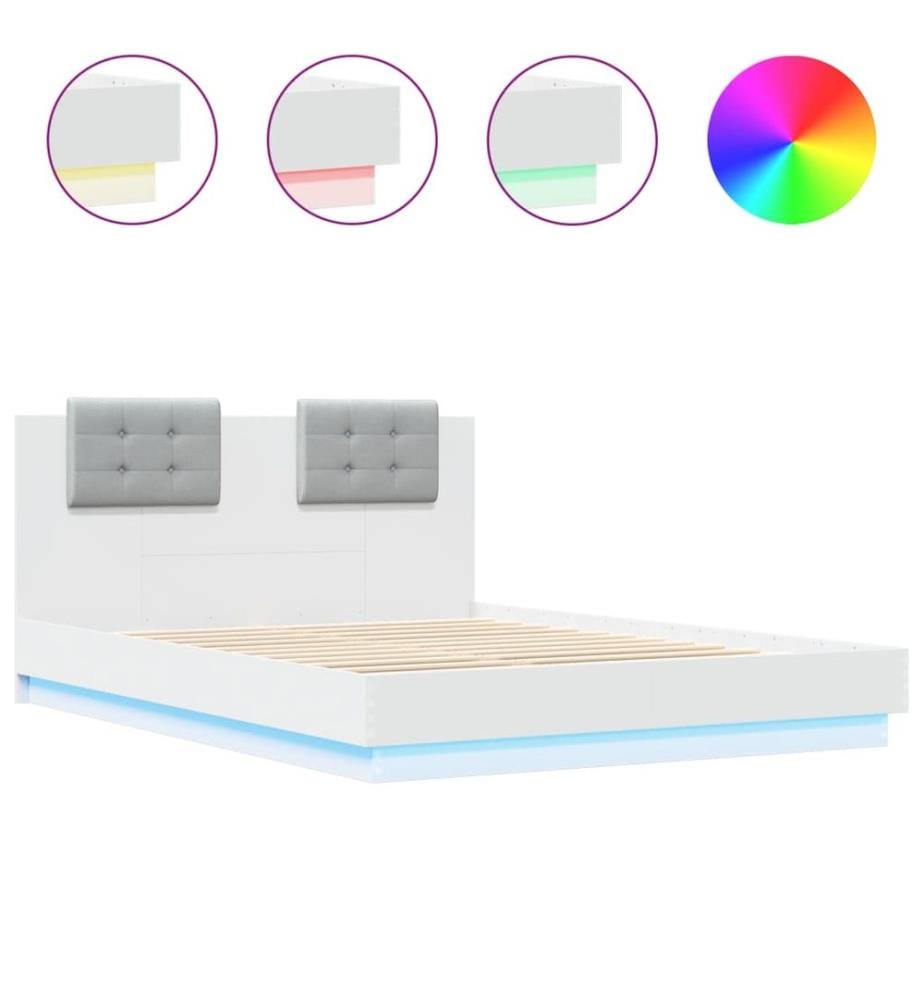 Cadre de lit avec LED sans matelas blanc 120x200 cm