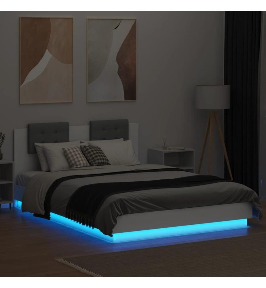 Cadre de lit avec LED sans matelas blanc 120x200 cm