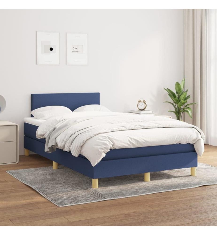 Boxspringbett mit Matratze Blau 120x190 cm Stoff
