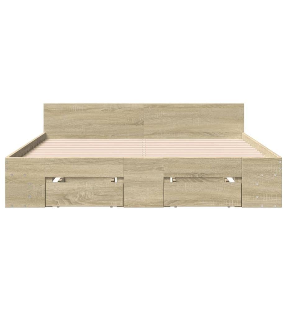 Bettgestell mit Schubladen Sonoma-Eiche 160x200cm Holzwerkstoff