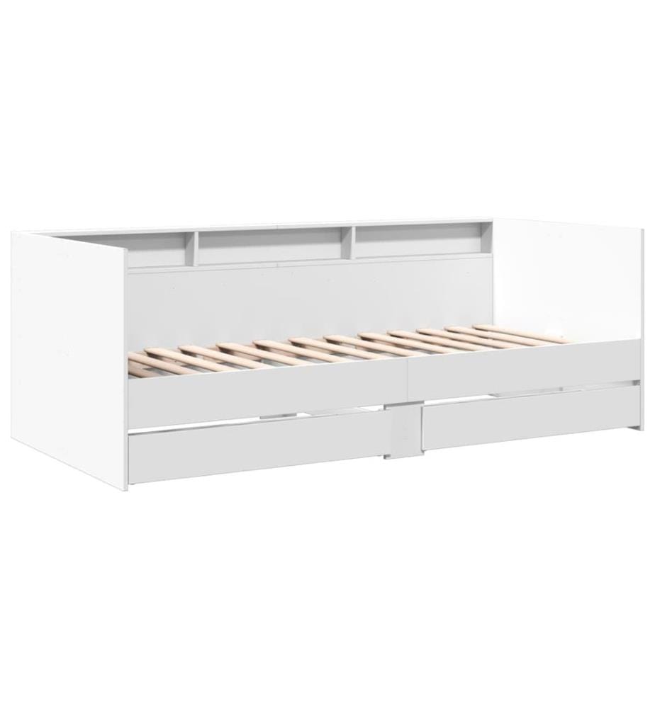 Lit de jour avec tiroirs sans matelas blanc 90x200 cm