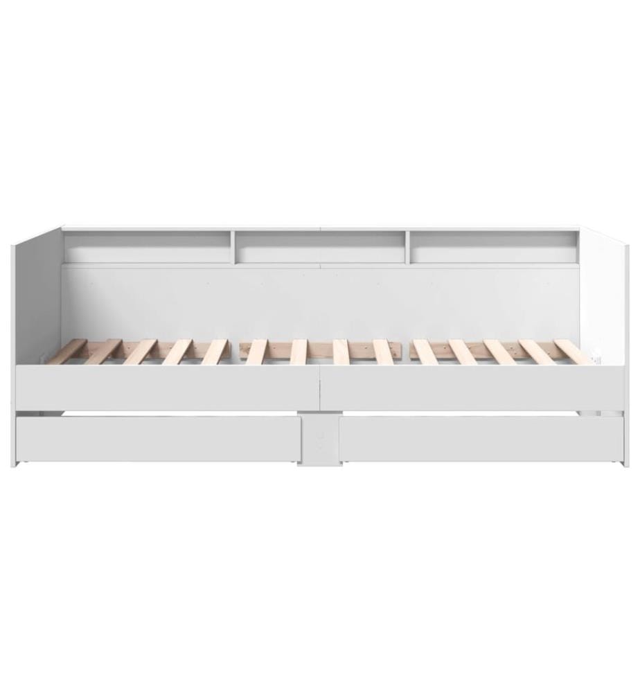 Lit de jour avec tiroirs sans matelas blanc 90x200 cm
