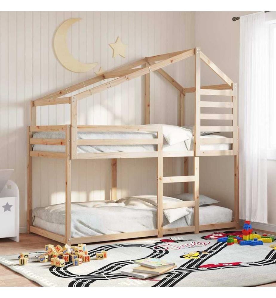 Lit superposé sans matelas 90x200 cm bois de pin massif