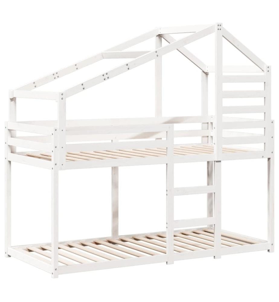 Lit superposé sans matelas blanc 90x200 cm bois de pin massif