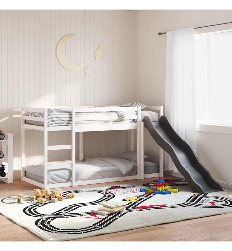 Lit superposé avec toboggan et échelle sans matelas 80x200 cm