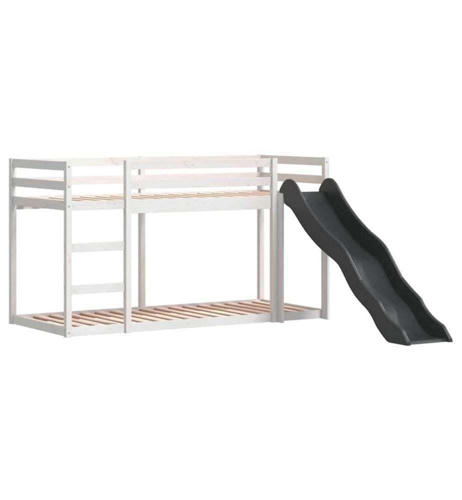 Lit superposé avec toboggan et échelle sans matelas 80x200 cm
