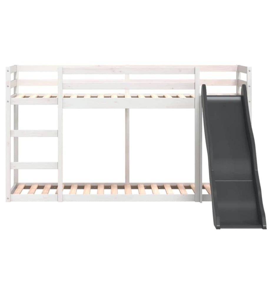 Lit superposé avec toboggan et échelle sans matelas 80x200 cm