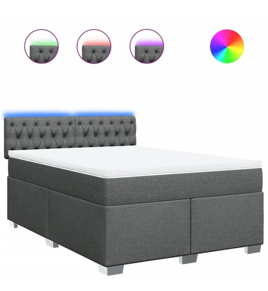 Boxspringbett mit Matratze Dunkelgrau 140x200 cm Stoff