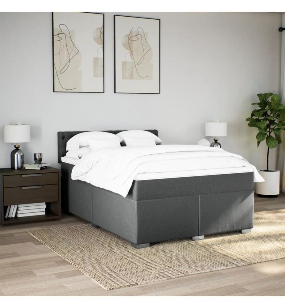 Boxspringbett mit Matratze Dunkelgrau 140x200 cm Stoff