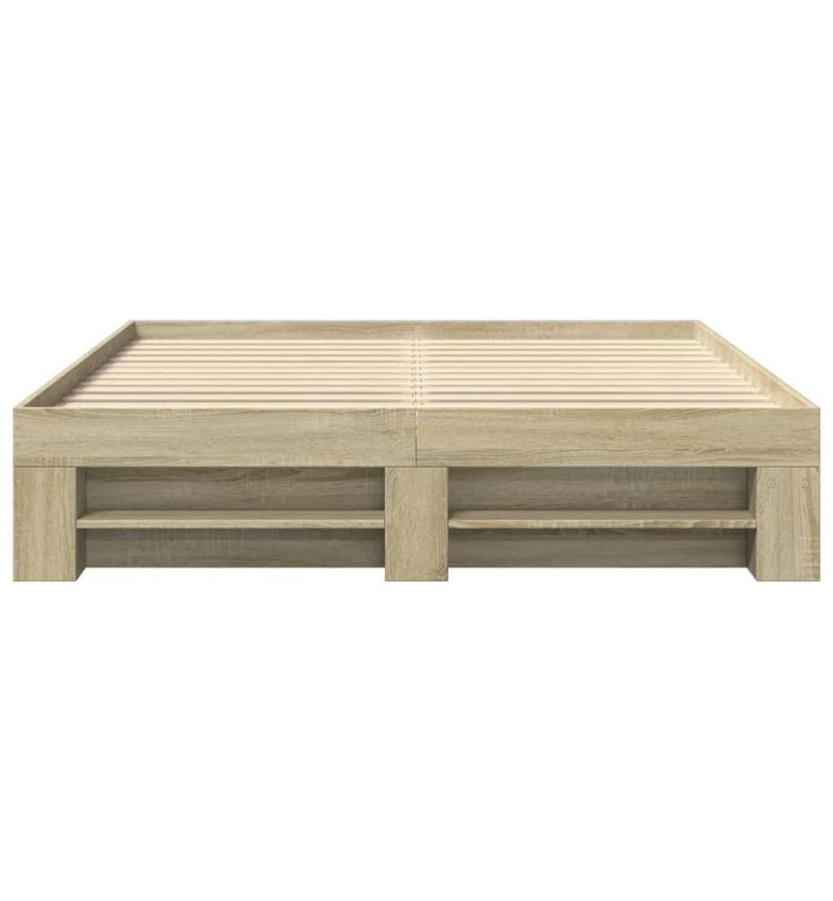 Cadre de lit sans matelas chêne sonoma 160x200 cm