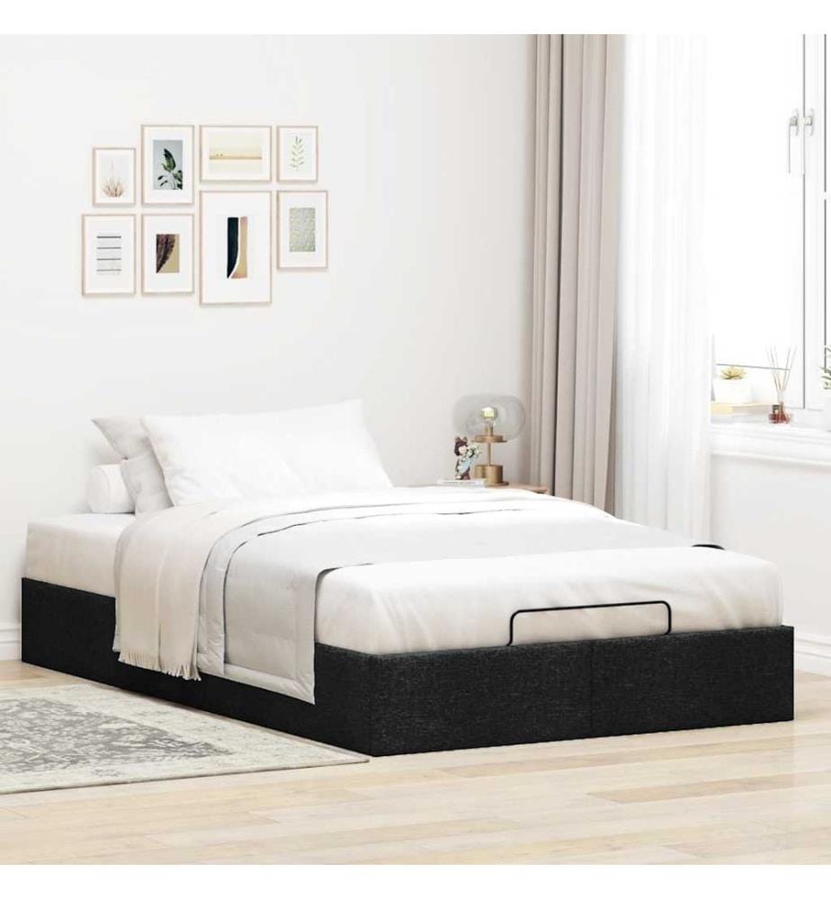 Ottoman-Bett ohne Matratze Schwarz 120x200 cm Stoff