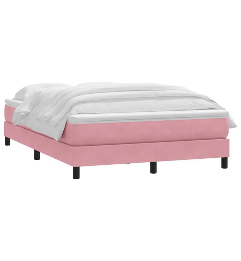 Boxspringbett mit Matratze Rosa 160x210 cm Samt