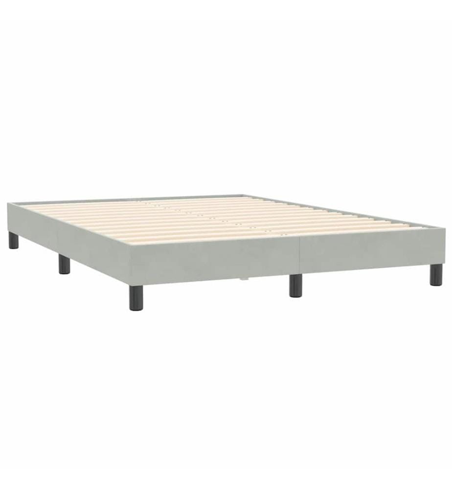Boxspringbett mit Matratze Hellgrau 140x210 cm Samt