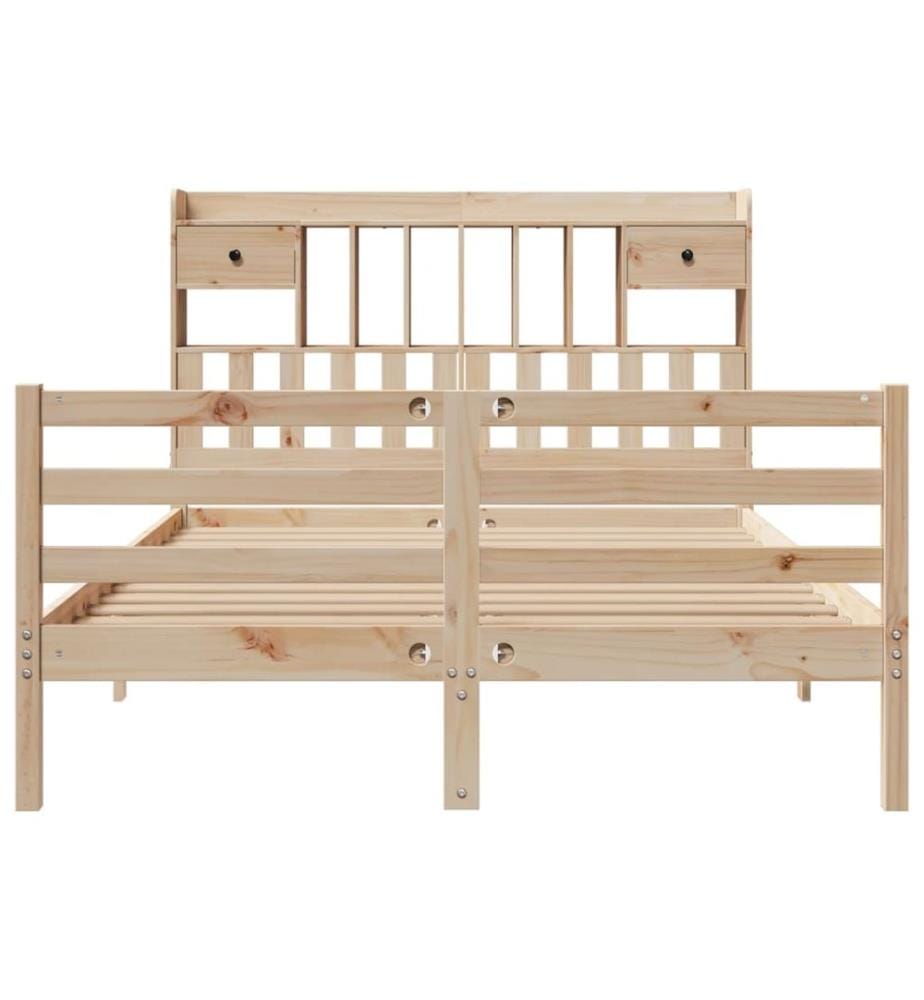 Lit bibliothèque sans matelas 160x200 cm bois massif de pin