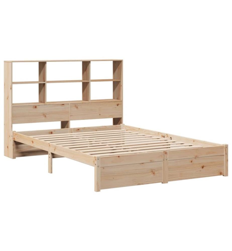 Lit bibliothèque sans matelas 120x200 cm bois de pin massif