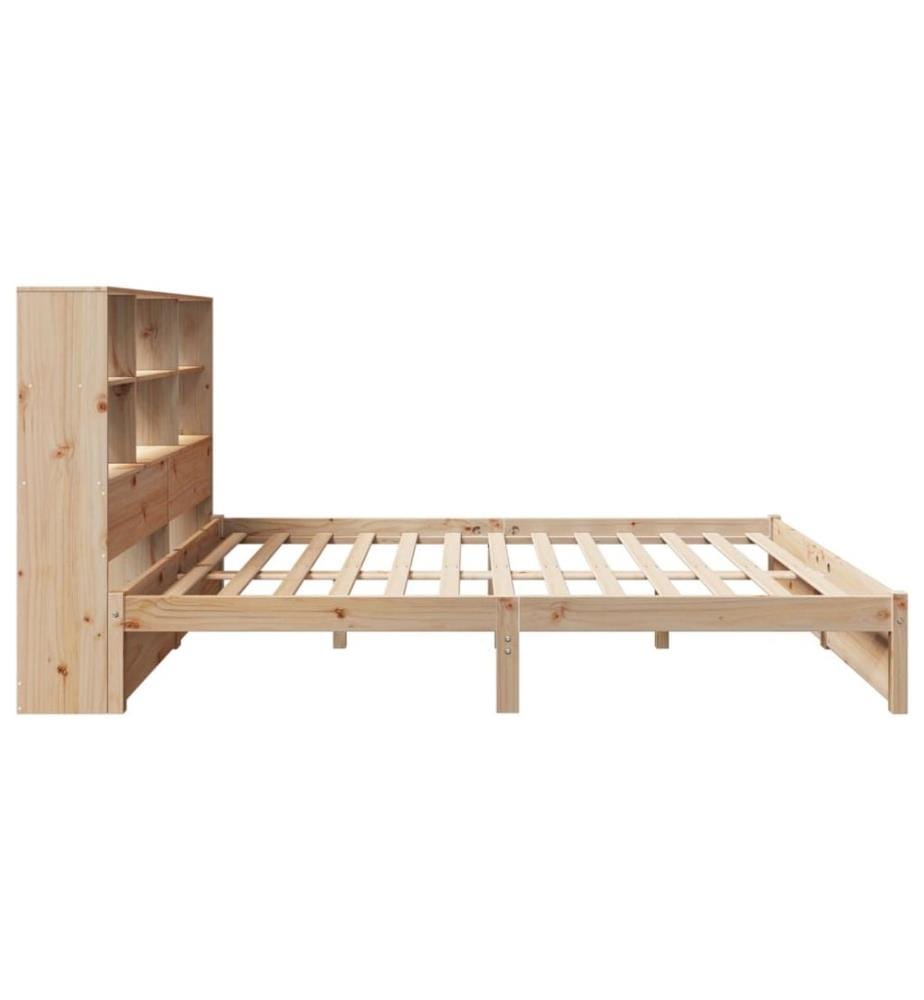 Lit bibliothèque sans matelas 120x200 cm bois de pin massif
