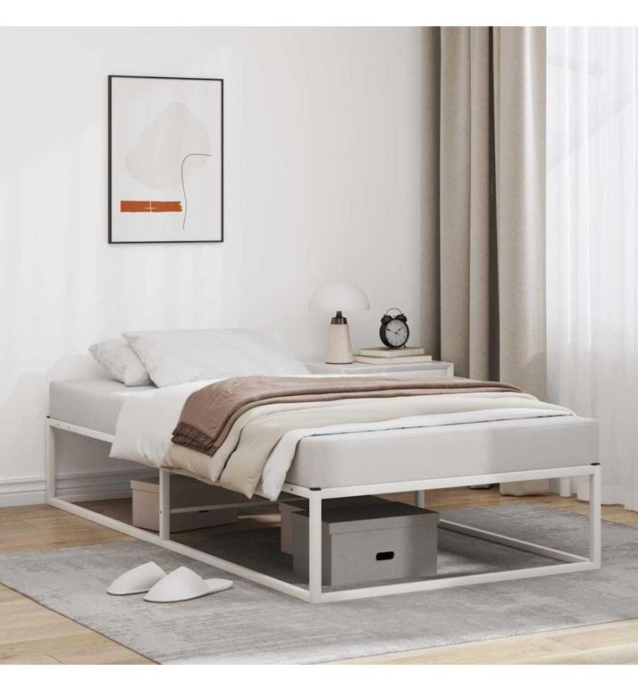 Cadre de lit sans matelas blanc 90x200 cm métal