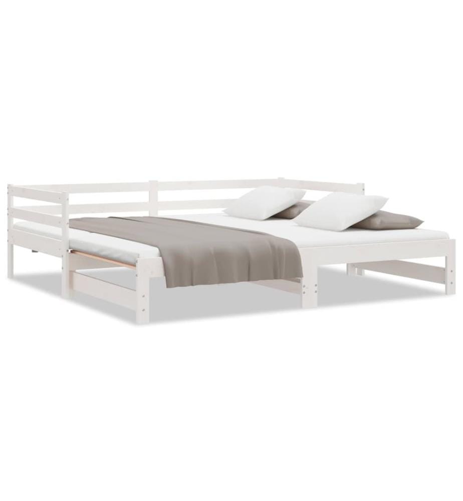 Lit coulissant sans matelas blanc 2x(90x200) cm